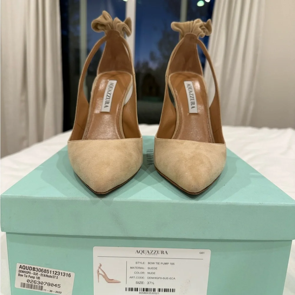 Aquazurra Bow Tie 105mm Pump in Beige 37.5 - brand new, never worn! - Picture 12 of 13